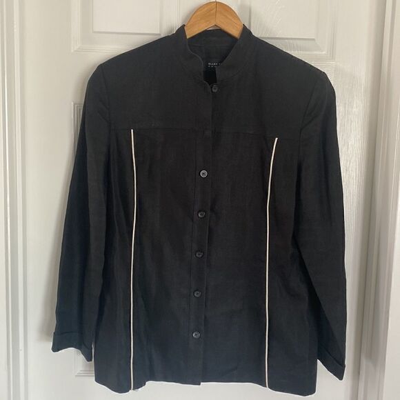 Ellen Tracy Company Women’s Black Linen Jacket Blazer Size 14 - Picture 8 of 16